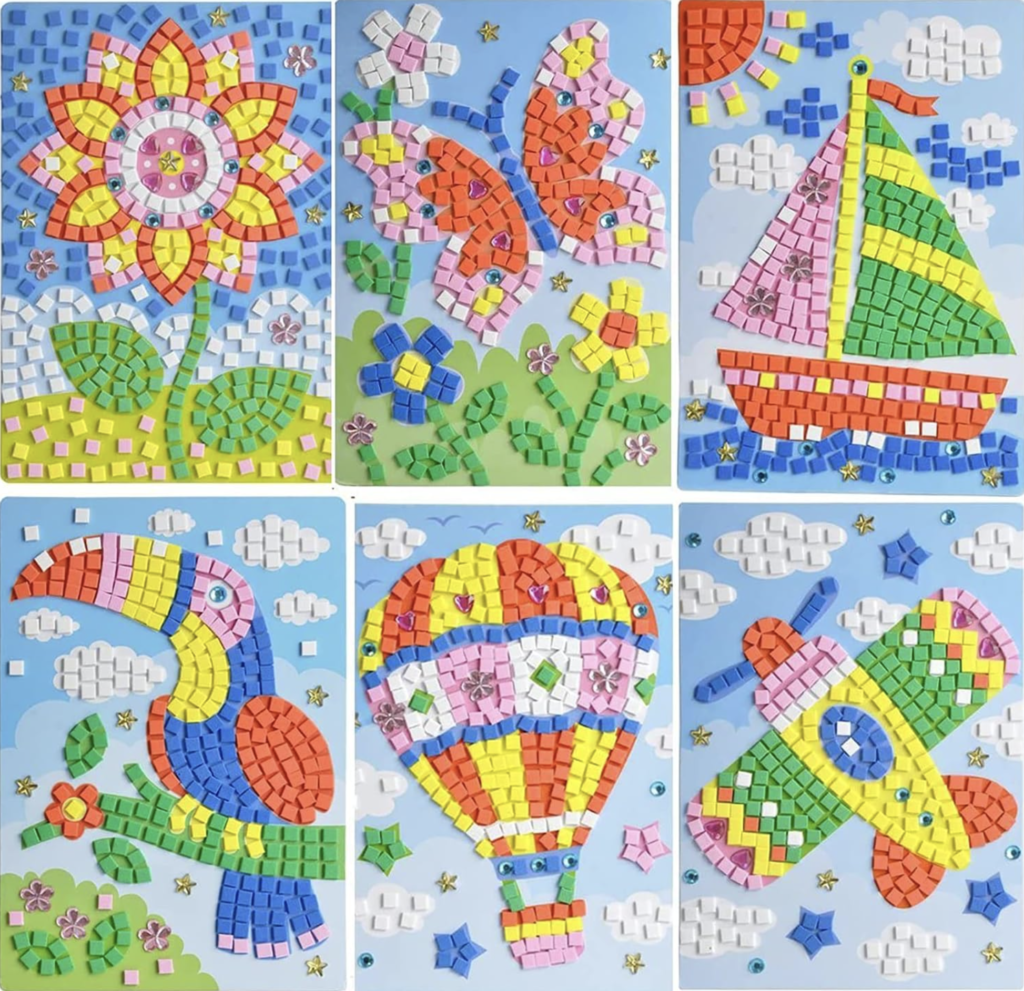 LZHZH Mosaic Sticker Art Sticky DIY Handmade Art Kits for Kids